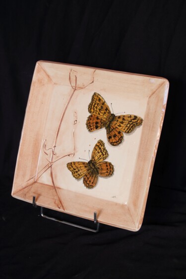 Ζωγραφική με τίτλο "papillon Tabac d'Es…" από Emmanuelle Bernard, Αυθεντικά έργα τέχνης, Σμάλτο