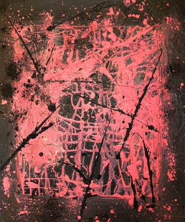Painting titled "Dark pink" by Emmanuelle Bochaton, Original Artwork, Acrylic Mounted on Wood Stretcher frame