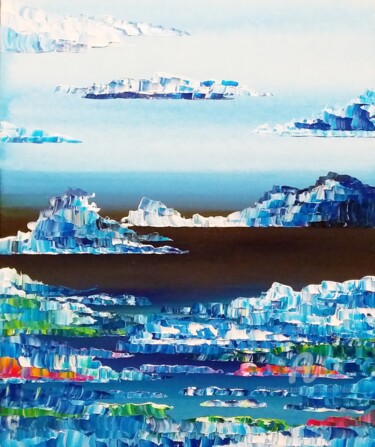 Картина под названием "Weather" - Emmanuelle Donzé, Подлинное произведение искусства, Акрил Установлен на Деревянная рама дл…