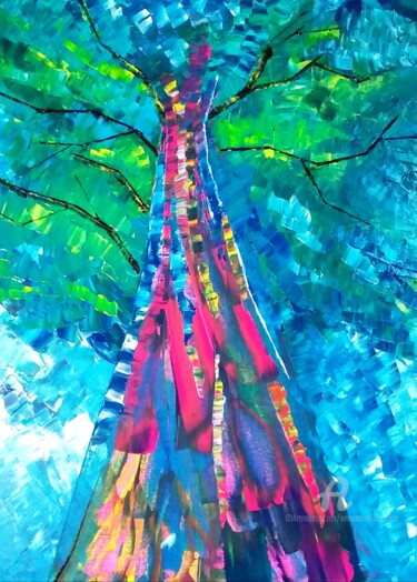 Painting titled "Eucalyptus Arc en c…" by Emmanuelle Donzé, Original Artwork, Acrylic