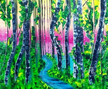 Peinture intitulée "Colored wood" par Emmanuelle Donzé, Œuvre d'art originale, Acrylique