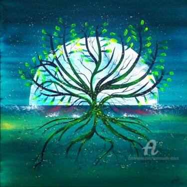Painting titled "Tree of life" by Emmanuelle Donzé, Original Artwork, Acrylic Mounted on Wood Stretcher frame