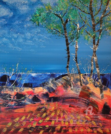 Painting titled "Red sand" by Emmanuelle Donzé, Original Artwork, Acrylic Mounted on Wood Stretcher frame