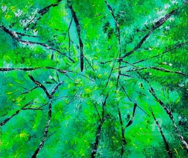Painting titled "Forêt émeraude" by Emmanuelle Donzé, Original Artwork, Acrylic