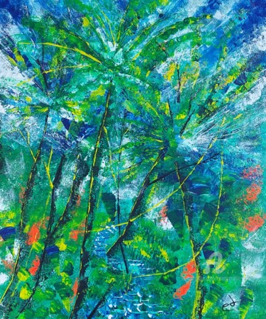 Картина под названием "Bruit jaune" - Emmanuelle Donzé, Подлинное произведение искусства, Акрил Установлен на Деревянная рам…