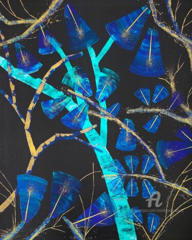 Картина под названием "À l'ombre des feuil…" - Emmanuelle Donzé, Подлинное произведение искусства, Акрил Установлен на Дерев…