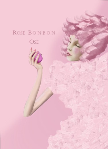 Digital Arts titled "Rose Bonbon" by Emmanuelle Durand, Original Artwork, 2D Digital Work