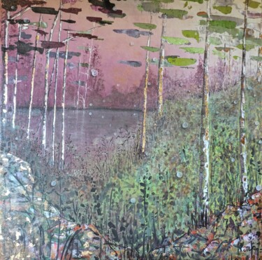 Pintura intitulada "Forêt mystique" por Emmanuelle Gaillard, Obras de arte originais, Acrílico Montado em Armação em madeira