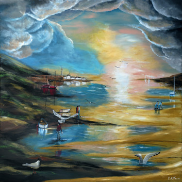 Peinture intitulée "A marée basse" par Emmanuelle Menny Fleuridas, Œuvre d'art originale, Acrylique