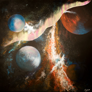 Peinture intitulée "Galaxie naine" par Emmanuelle Menny Fleuridas, Œuvre d'art originale, Acrylique Monté sur Châssis en bois