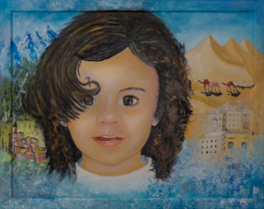 Pintura intitulada "Portrait d'une peti…" por Emmanuelle Menny Fleuridas, Obras de arte originais, Óleo