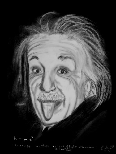 Disegno intitolato "Albert Einstein" da Emmanuelle Menny Fleuridas, Opera d'arte originale, Matita