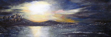 Painting titled "Sunset en 2013" by Emmanuelle Menny Fleuridas, Original Artwork, Acrylic Mounted on Wood Stretcher frame