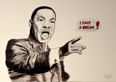 Dessin intitulée "I have a dream" par Emmanuelle Menny Fleuridas, Œuvre d'art originale, Stylo à bille