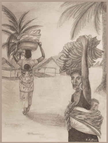 Dessin intitulée "Un voyage au bout d…" par Emmanuelle Menny Fleuridas, Œuvre d'art originale, Graphite