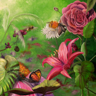 Pintura titulada "Garden Party" por Emmanuelle Menny Fleuridas, Obra de arte original, Oleo Montado en Bastidor de camilla d…