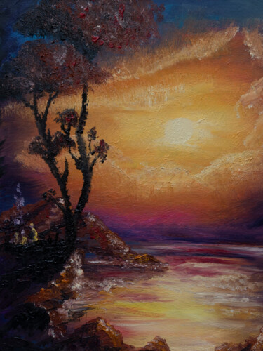 Peinture intitulée "Il y a le soleil et…" par Emmanuelle Menny Fleuridas, Œuvre d'art originale, Huile Monté sur Carton