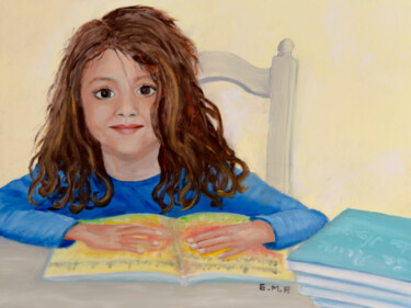 Pittura intitolato "Petite fille de 5 a…" da Emmanuelle Menny Fleuridas, Opera d'arte originale, Olio Montato su Cartone