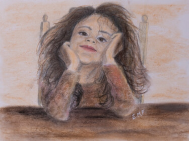 Dibujo titulada "Espiègle" por Emmanuelle Menny Fleuridas, Obra de arte original, Pastel Montado en Cartulina