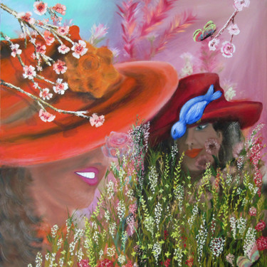 Painting titled "Le printemps" by Emmanuelle Menny Fleuridas, Original Artwork, Oil Mounted on Wood Stretcher frame