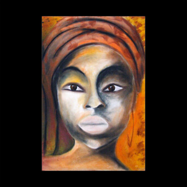 Malerei mit dem Titel "Jeune Africaine" von Emmanuelle Menny Fleuridas, Original-Kunstwerk, Acryl