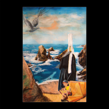 Painting titled "la mouette la bigou…" by Emmanuelle Menny Fleuridas, Original Artwork, Acrylic Mounted on Cardboard
