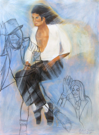 Malarstwo zatytułowany „Mickael Jackson” autorstwa Emmanuelle Menny Fleuridas, Oryginalna praca, Pastel Zamontowany na Karton