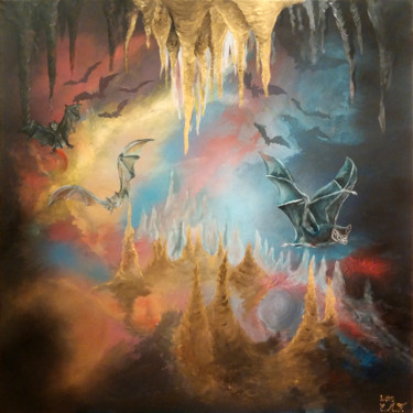Peinture intitulée "La Grotte" par Emmanuelle Menny Fleuridas, Œuvre d'art originale, Acrylique Monté sur Châssis en bois