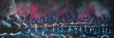 Pintura intitulada "Skyline" por Emmanuelle Menny Fleuridas, Obras de arte originais, Acrílico Montado em Armação em madeira