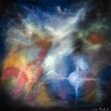 Peinture intitulée "A travers le ciel p…" par Emmanuelle Menny Fleuridas, Œuvre d'art originale, Huile Monté sur Châssis en…