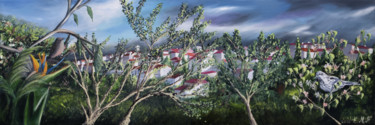 Peinture intitulée "Vence avant l'orage" par Emmanuelle Menny Fleuridas, Œuvre d'art originale, Huile Monté sur Châssis en b…