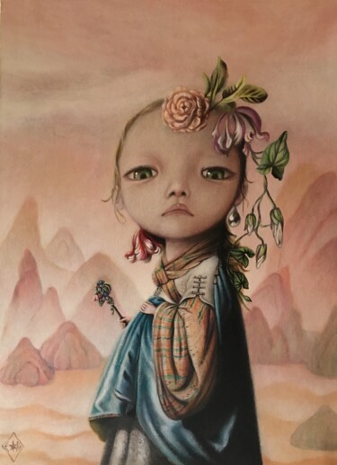 Картина под названием "Flore" - Emmanuelle Pellet, Подлинное произведение искусства, Акрил Установлен на Деревянная рама для…