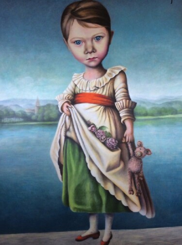 Painting titled "Mademoiselle" by Emmanuelle Pellet, Original Artwork, Acrylic Mounted on Wood Stretcher frame