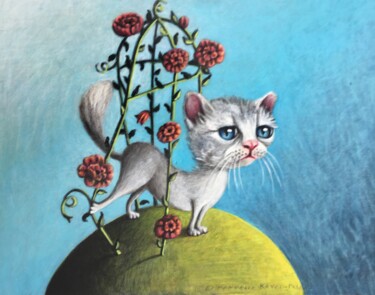 Картина под названием "Chat de gloriette" - Emmanuelle Pellet, Подлинное произведение искусства, Акрил Установлен на картон