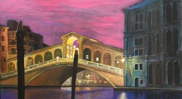 Pittura intitolato "Le Pont du Rialto" da Emmanuelle Pellet, Opera d'arte originale, Acrilico Montato su Cartone