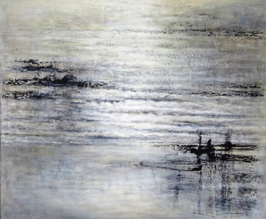 Pittura intitolato ""Au fil de l'eau" s…" da Emmanuelle Vroelant, Opera d'arte originale, Acrilico