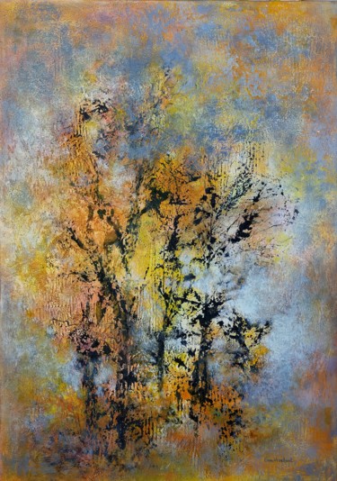 Painting titled ""Elégance des arbre…" by Emmanuelle Vroelant, Original Artwork, Acrylic