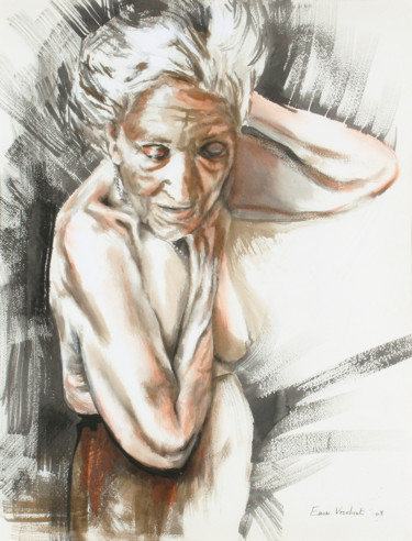 Malerei mit dem Titel "VIEILLESSE" von Emmanuelle Vroelant, Original-Kunstwerk, Acryl