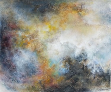 Painting titled ""Atmosphère"abstrai…" by Emmanuelle Vroelant, Original Artwork, Acrylic Mounted on Wood Stretcher frame