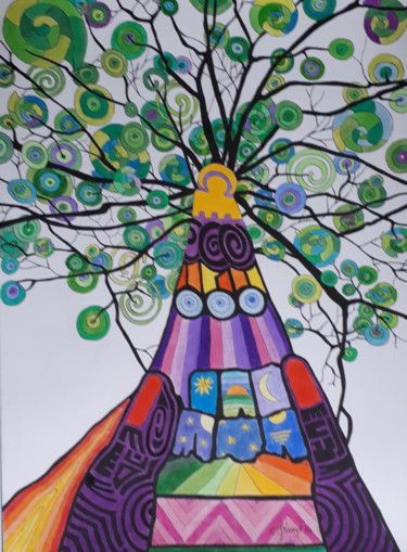 Рисунок под названием "le jeu" - Emmanuelle Kempf, Подлинное произведение искусства, Цветные карандаши