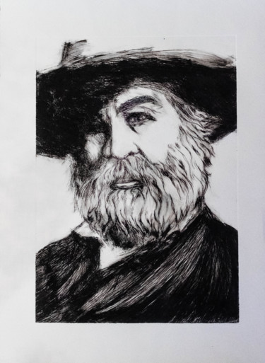 Printmaking titled "Walt W" by Emmanuelle Noizet, Original Artwork, Engraving