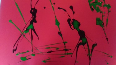 Painting titled "Grasshoppers" by Emmanuelle Noizet, Original Artwork, Ink