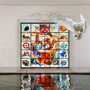 Fotografia intitolato "The White Owl" da Emmanuel Passeleu, Opera d'arte originale, Fotografia digitale
