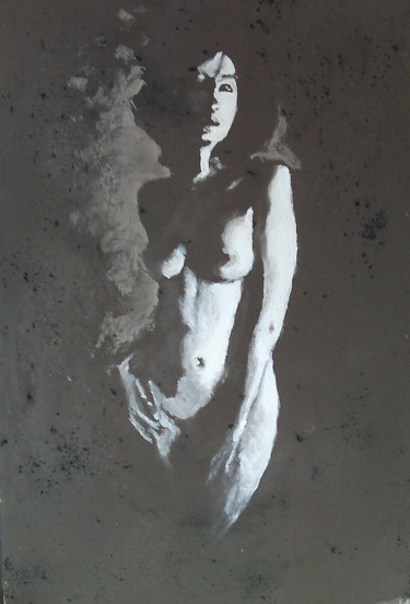 Painting titled "Nu sur la cendre" by Emmanuel Roussel, Original Artwork