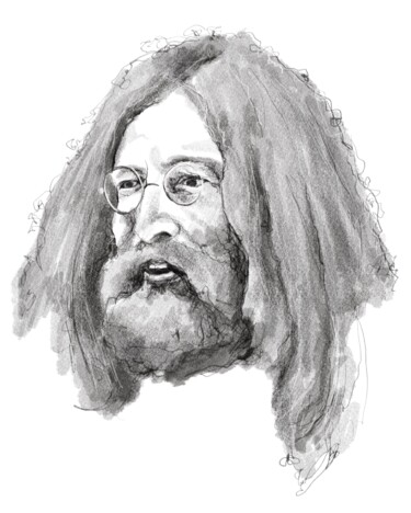 Цифровое искусство под названием "John Lennon portrait" - Empty St, Подлинное произведение искусства, Цифровая живопись