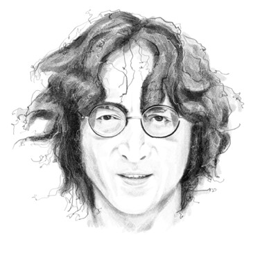 Digitale Kunst mit dem Titel "John Lennon portrai…" von Empty St, Original-Kunstwerk, Digitale Malerei