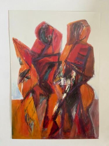 Malerei mit dem Titel "Ritt zu Zweit" von Emy Ferjanc, Original-Kunstwerk, Acryl
