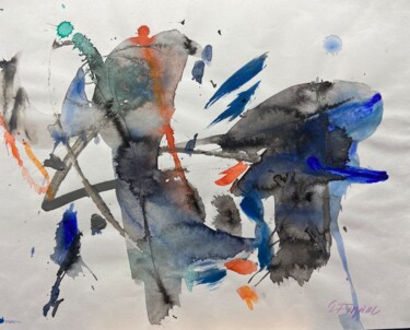 Painting titled "Informell "ohne Tit…" by Emy Ferjanc, Original Artwork, Watercolor