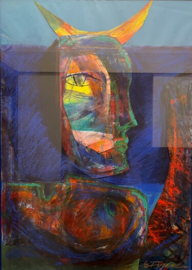 Collagen mit dem Titel "„Mondgöttin“" von Emy Ferjanc, Original-Kunstwerk, Collagen
