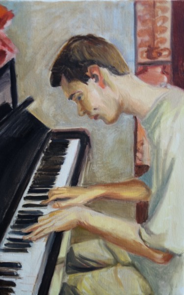 Peinture intitulée "pianiste" par Emy Walcker, Œuvre d'art originale, Huile